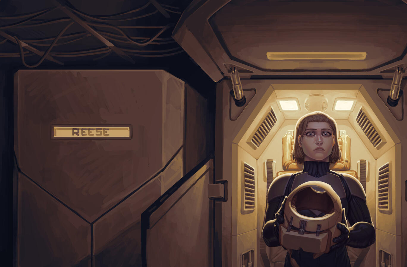 Character with prop and large background